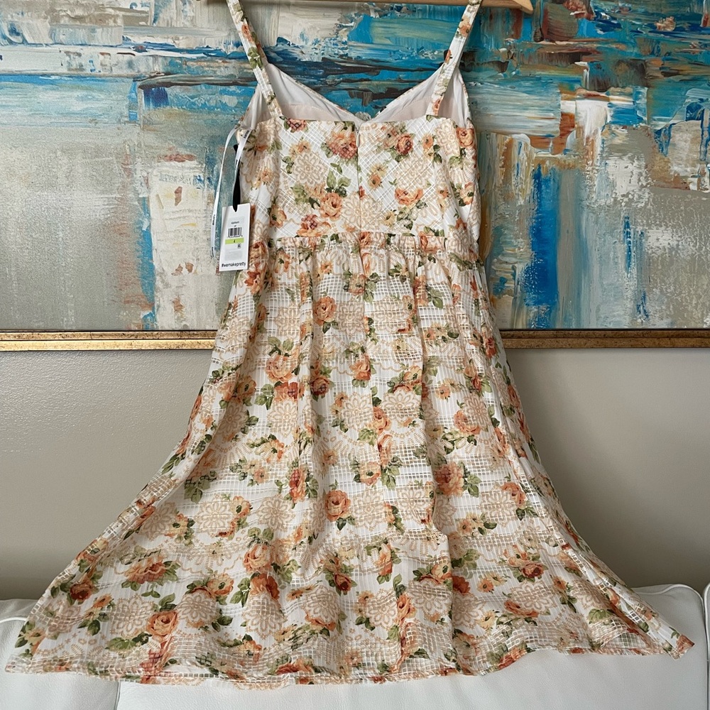 NWT KENSIE yellow orange citrus floral vacation holiday sundress 4/6/12